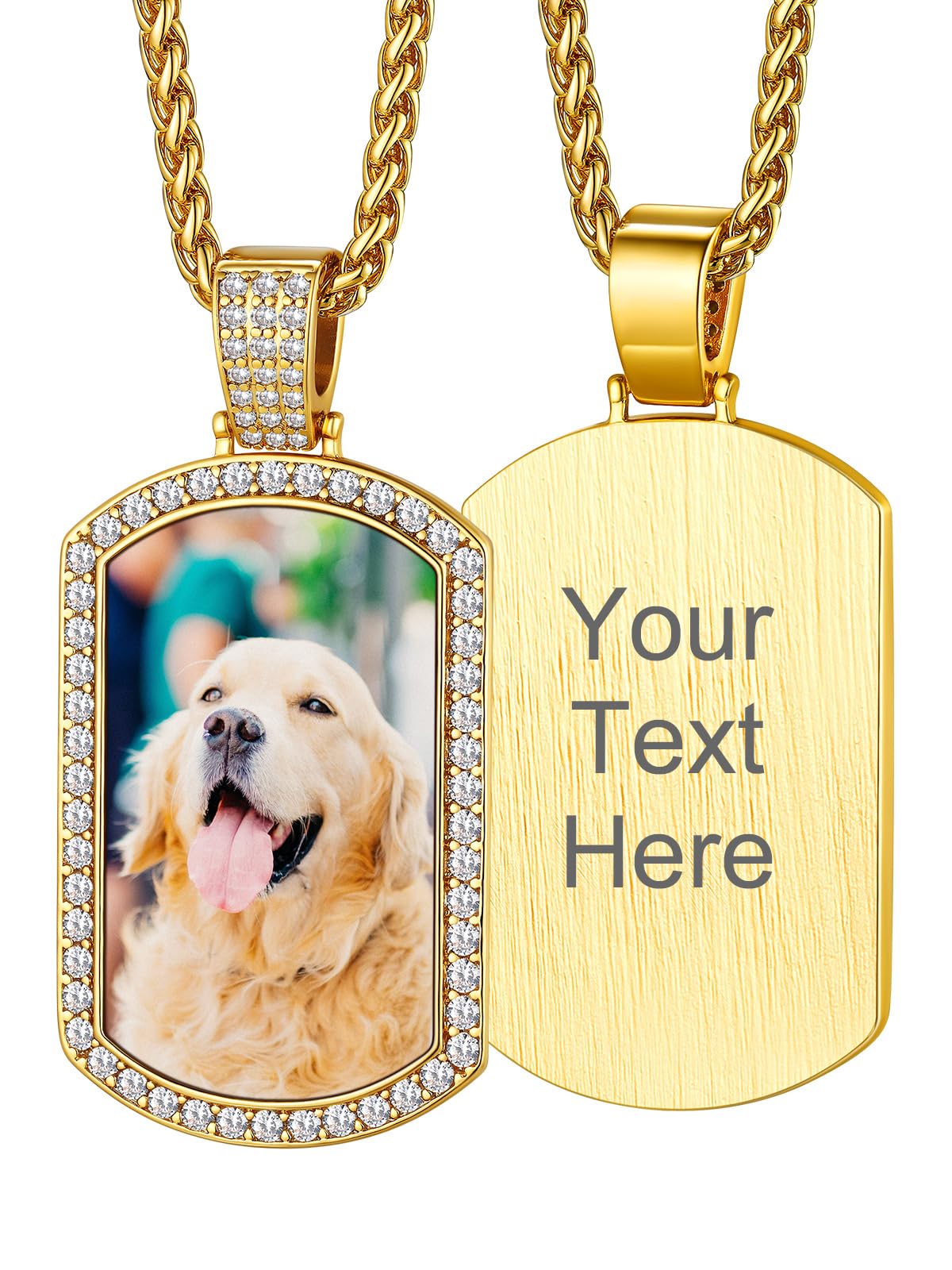 Custom4U Picture Necklace Personalized Photo Circle Chain for Men Women