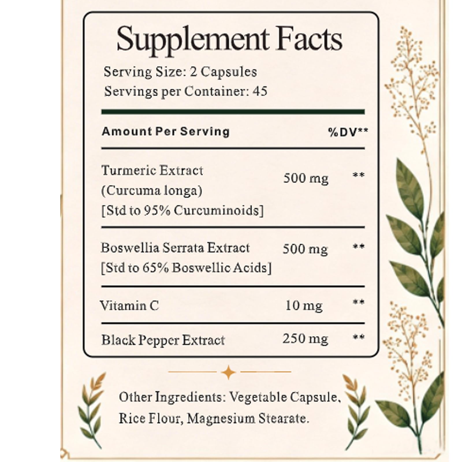 Nova Curcumin Boswellia Supplement with Turmeric Extract, Black Pepper & Vitamin C – for Daily Wellness & Overall Balance, 90 Capsules，1PCS — Amazon image 8