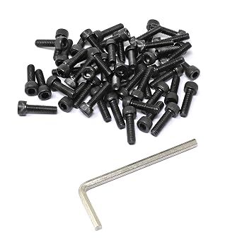 iexcell 50 Pcs M5 x 18mm Thread Pitch 0.8 mm Alloy Steel 12.9 Grade Hex Socket Head Cap Screws Bolts Kit, Black Oxide Finish