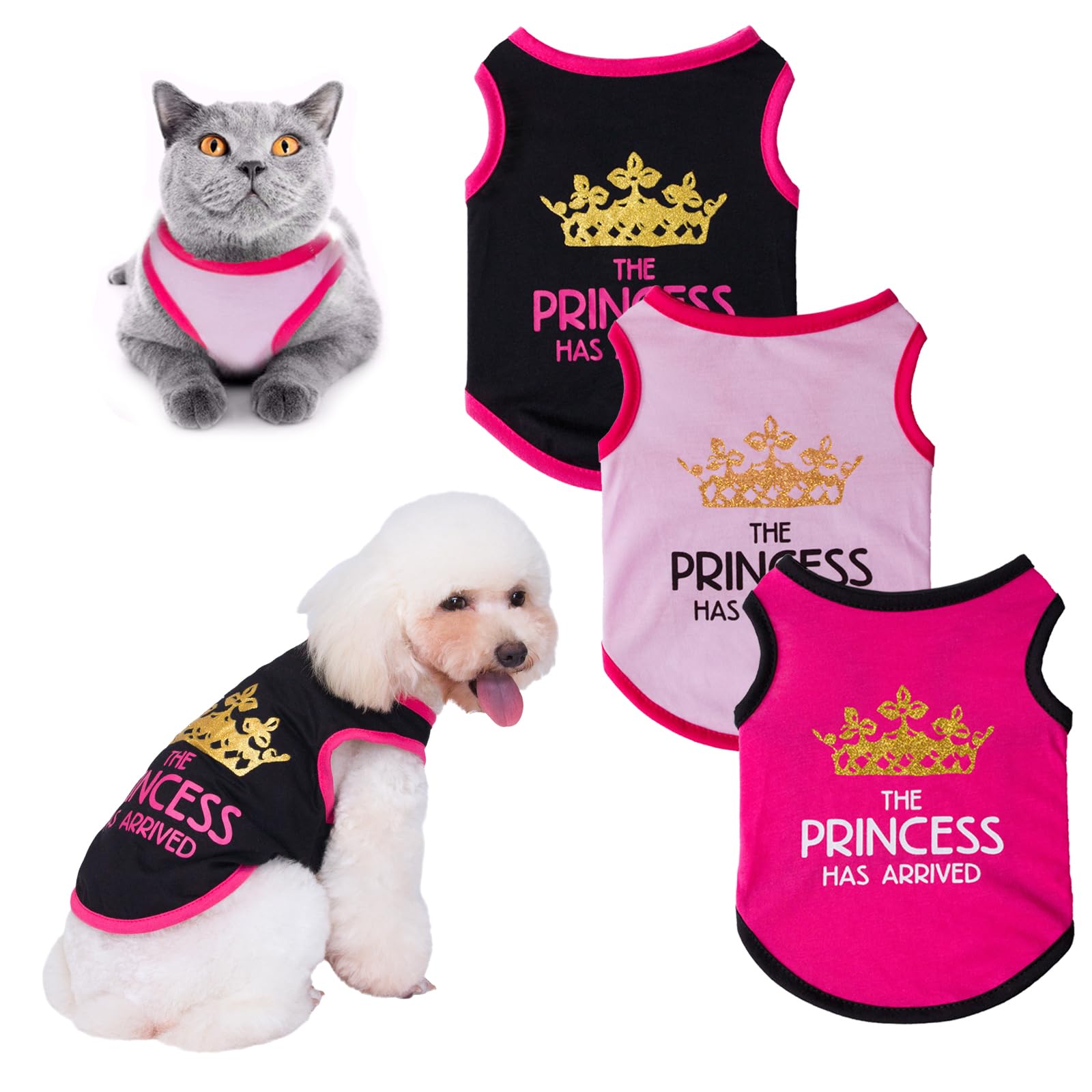 3 Piezas Camisetas de Colores Sólidos para Perros Ropa Mascota Niña Princesa Ropa Suave y Transpirable Sudadera Cachorro Chaleco de Verano para Cachorros, Perros Pequeños y Gatos, M