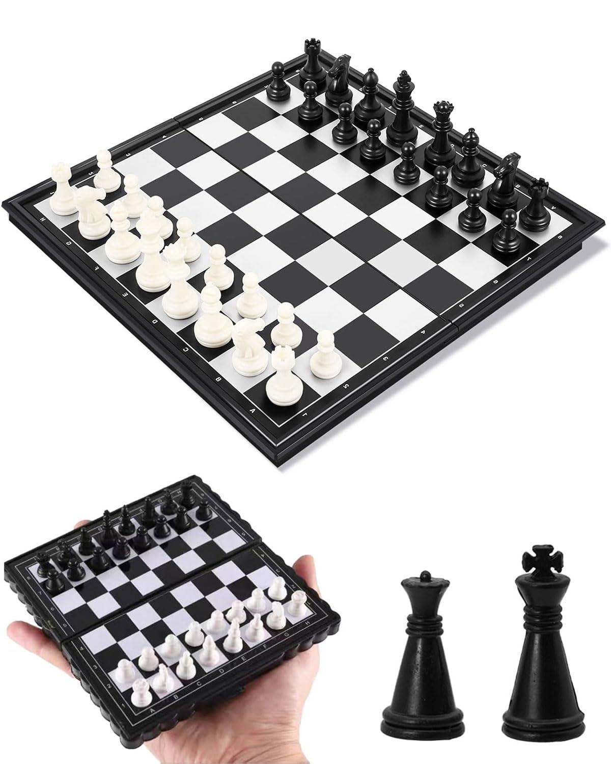 Schachspiel, Magnetischem Einklappbar Schachbrett Schach, Tragbares und Faltbares Chess Board Set, Magnetisches Reiseschach Mini Schach Hochwertig Klappbare für Kinder, Erwachsene, Reisen