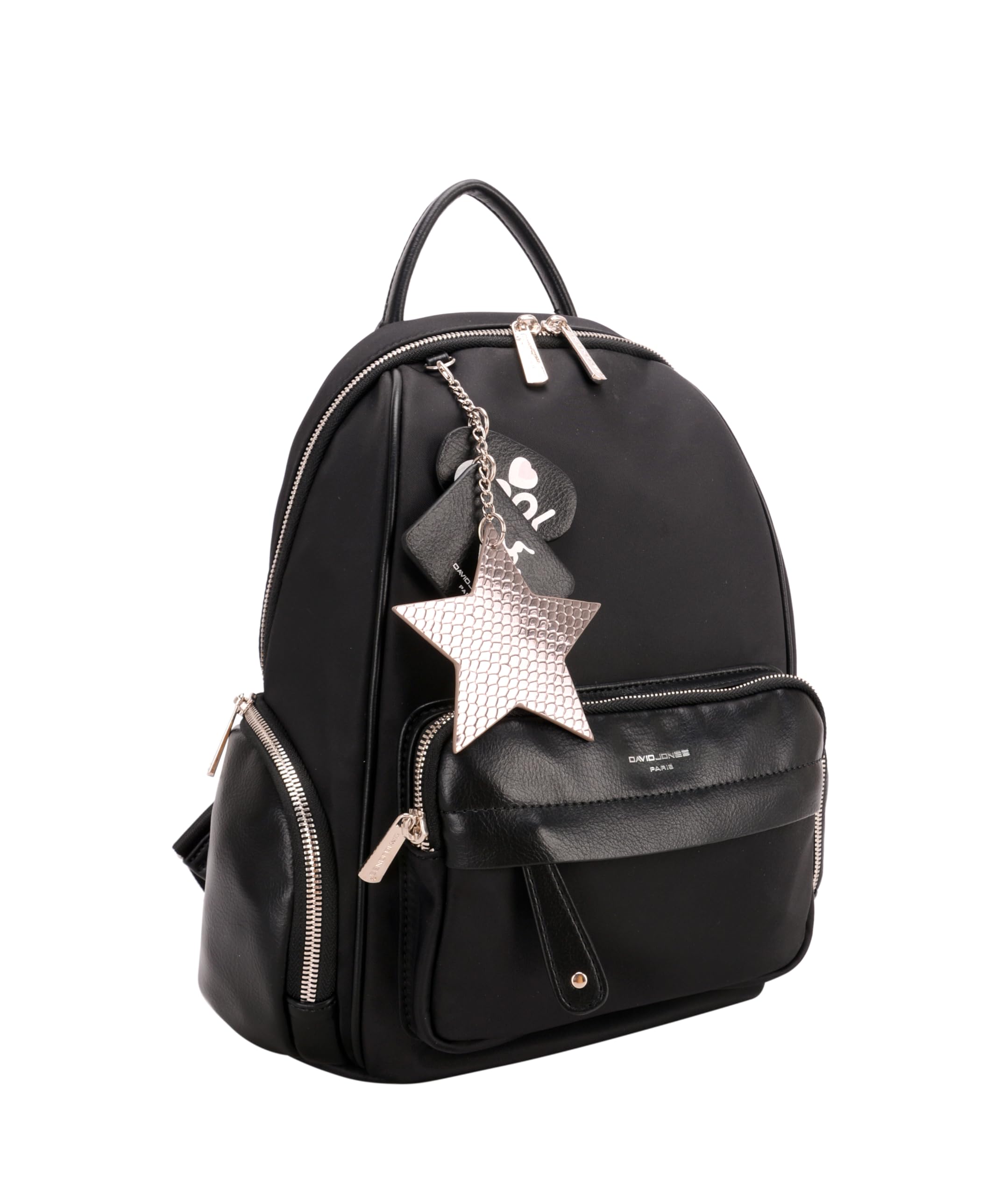 David Jones - Borsa Zainetto Piccolo Donna - Zaino Ragazza Nylon Impermeabile PU Pelle Morbida - Daypack Backpack Casual Elegante - Rucksack Borsetta Moda Carina Fashion Quotidiana - Nero