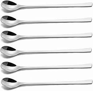 IMEEA 9 inch Mixing Stirring Spoon for Iced Tea Coffee Ice Cream Cocktail Bar 18/10 Stainless Steel Long handle, Set of 6