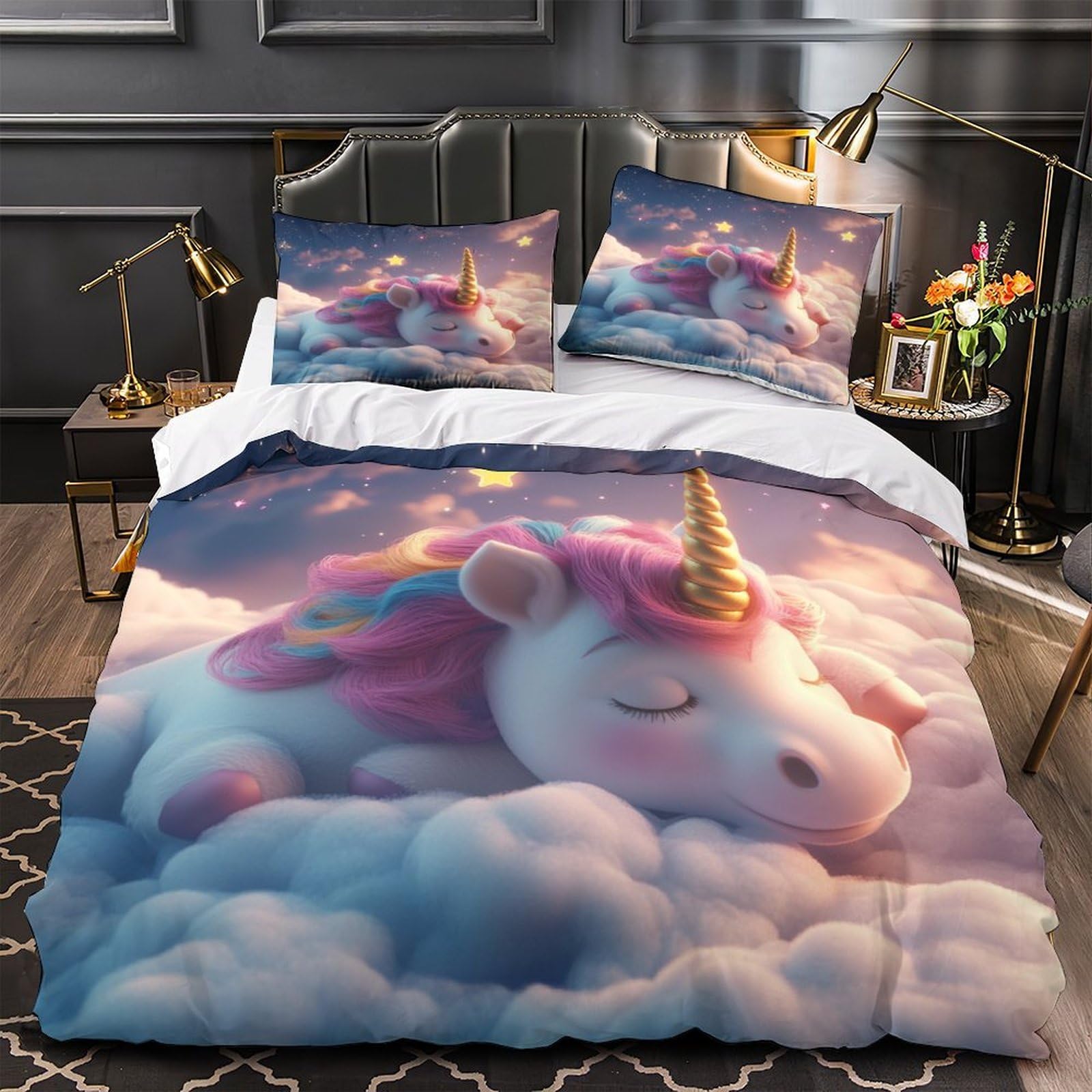 Drap de Couette Licorne Endormie pour transformer la chambre d'amis ou des enfants