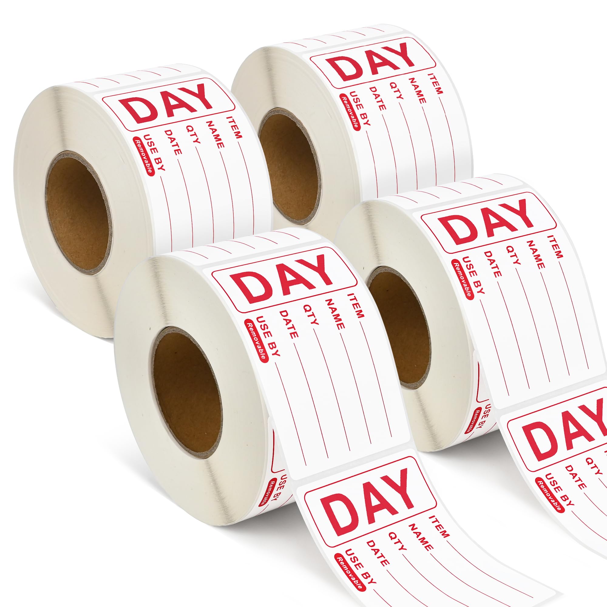 L LIKED 2000 Removable Labels - Repositionable Self Adhesive 49 x 74mm Prepped Food Labels s - Easy Peel Off Leaving No Residue (4 Roll)