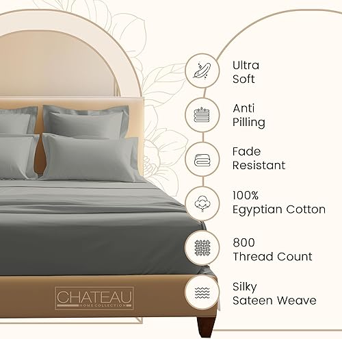 Miniatura 4 de CHATEAU HOME COLLECTION - Juego de sábanas de tejido satinado, de algodón egipcio de 800 hilos para colchones altos