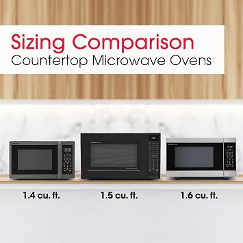 SHARP Countertop Microwave Oven with Removable 12.4 Carousel Turntable, 1.4 Cubic Feet, 1100 Watt, Black Stainless Steel