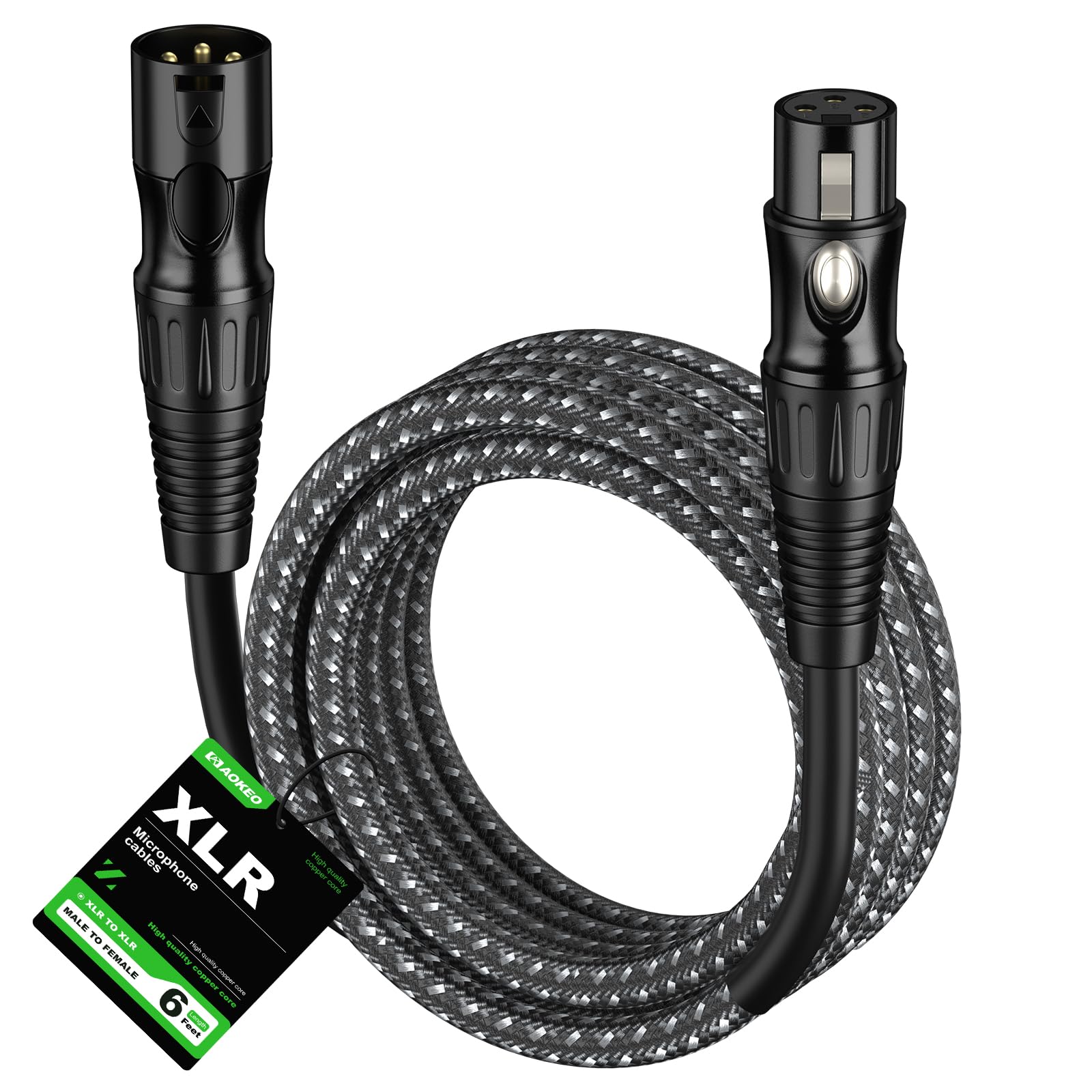 Aokeo XLR Cable 6FT 1 Pack, XLR Male to Female Microphone Cable for Speaker and Audio Setups,All Copper Conductors（1M） Nylon Braided-image-34