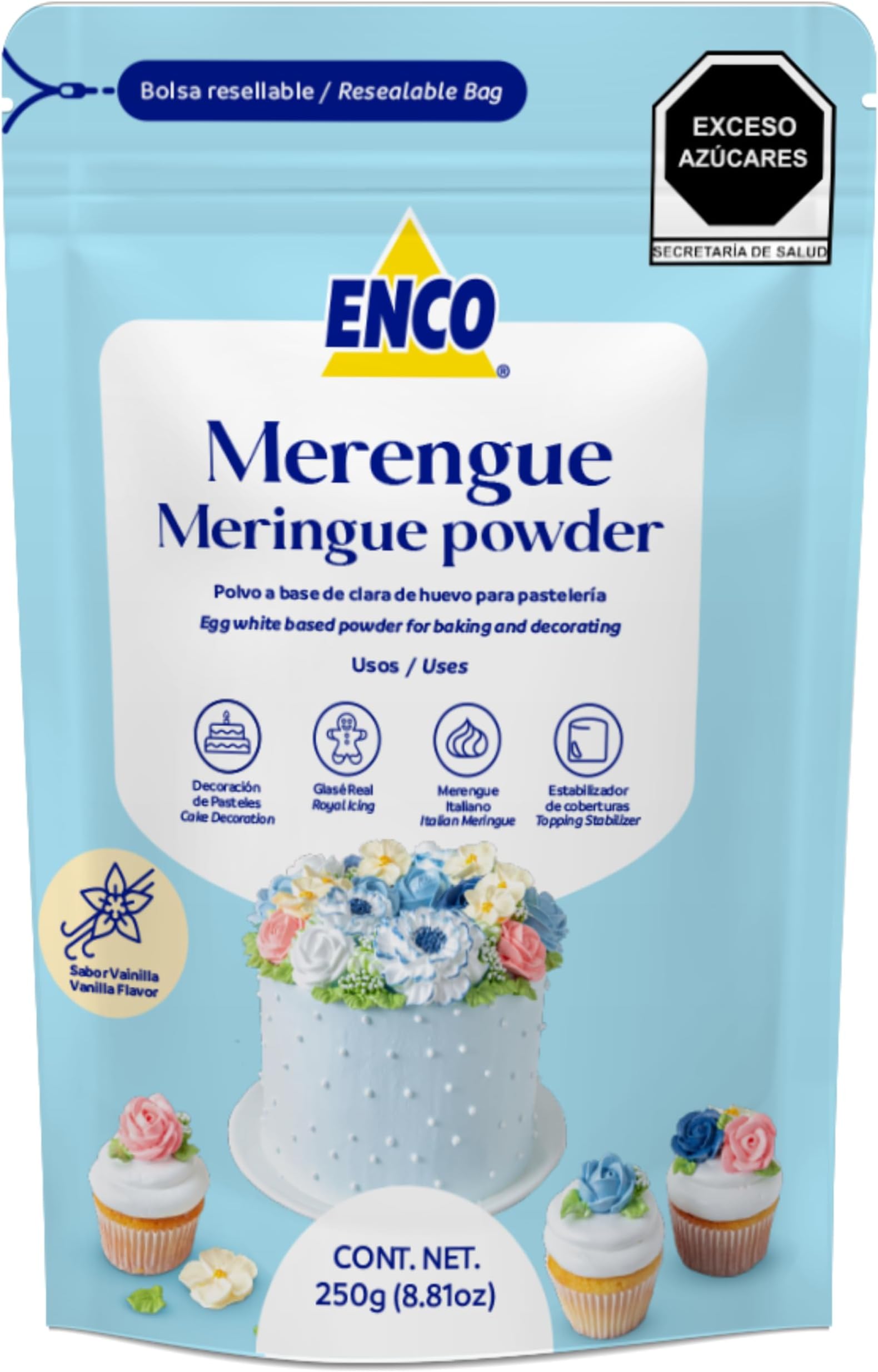 ENCO Meringue Powder 8.8 oz: Perfect for Royal Icing, Meringue Cookies, American Buttercream & more - Vanilla Flavor