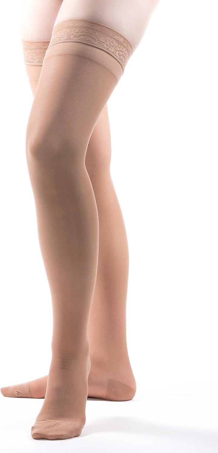 Allegro 20-30mmHg Essential 8 Sheer Support Compression Hose - Thigh High, Closed Toe Compression Stockings for Women