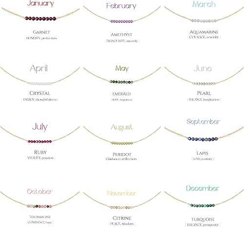 Miniatura 4 de Delicado collar de barra con cuentas de piedra natal, chapado en oro de 18 quilates, hecho a mano, turquesa facetada, lapislázuli, amazonita, ojo de