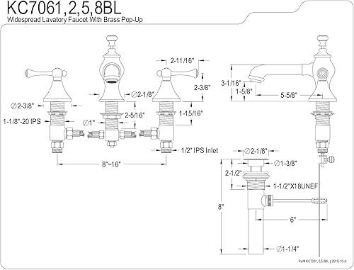 Miniatura 4 de Kingston Brass KC7068BL Grifo de lavabo generalizado con ventana emergente de latón, alcance de boquilla de 5-5/8 pulgadas, níquel cepillado