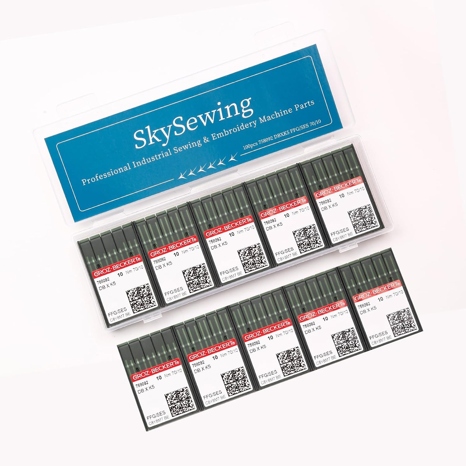 Skysewing 100PCS 756902 75/11 Groz-Beckert DBXK5 Embroidery Needles with Chrome Coating RG Point, Suitable for Tajima Barudan SWF Zsk Single and Multihead Industrial Computerized Embroidery Machine