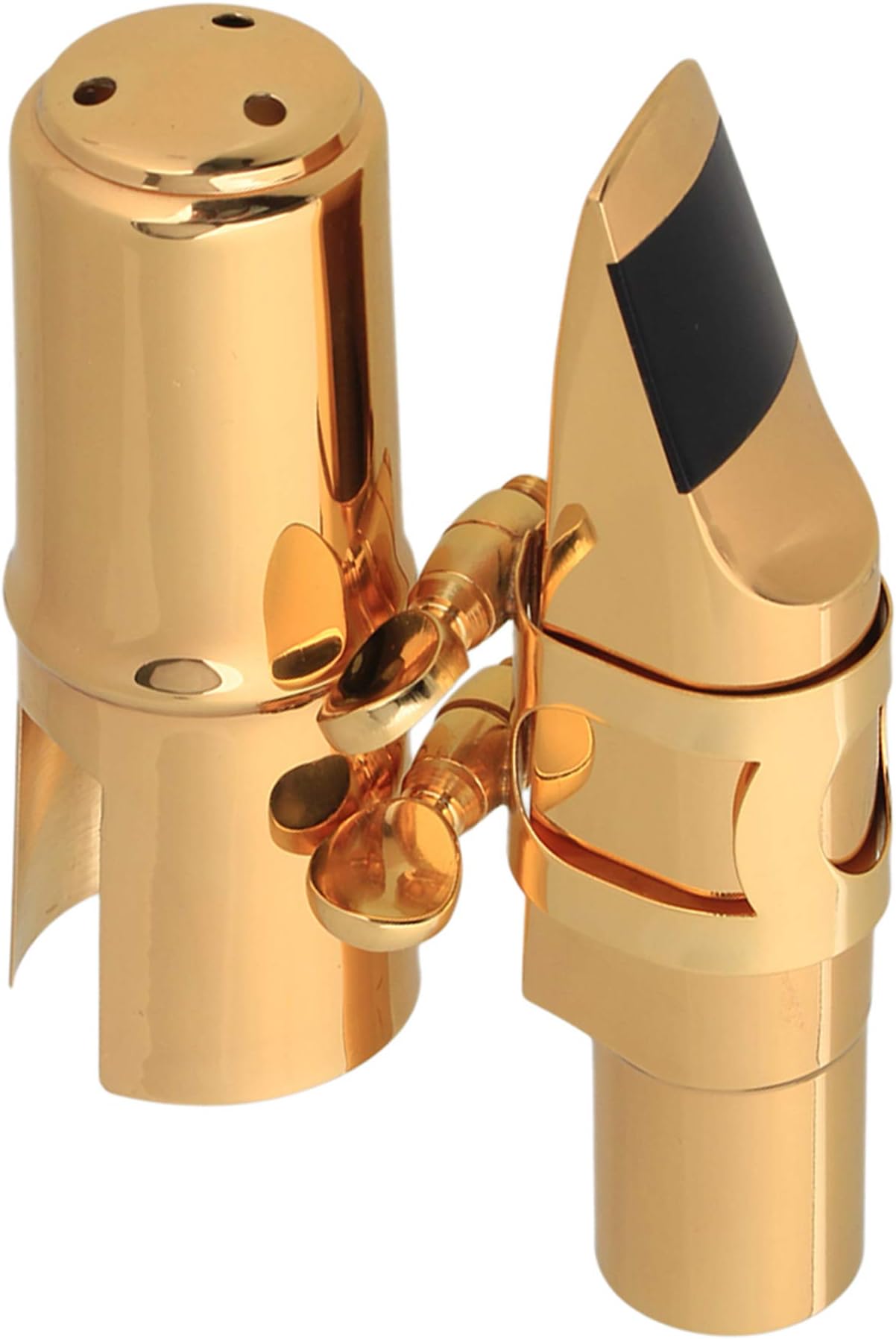 Yibuy B-flat Tenor Saxophone Metal Mouthpiece with Cap and Ligature Size #7 Golden