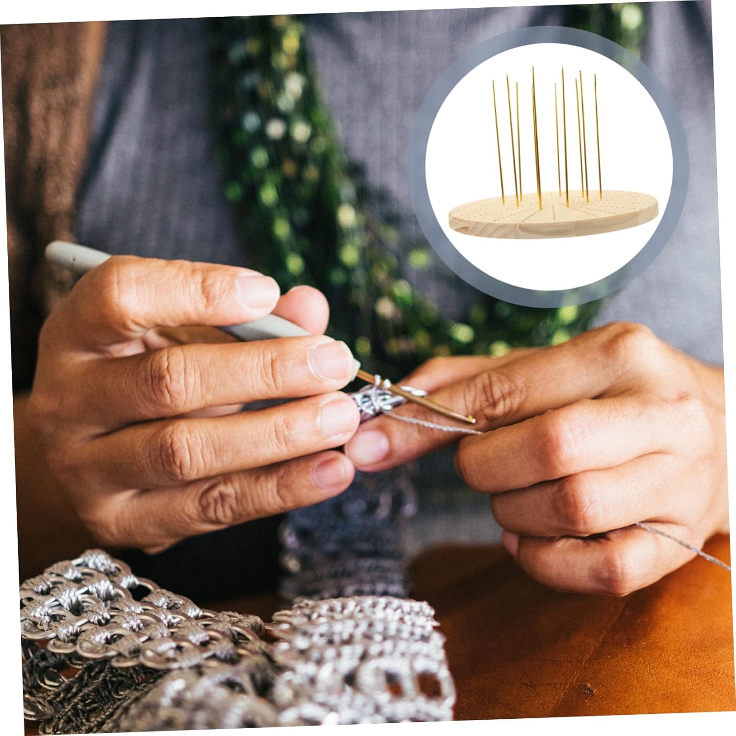 TIDTALEO 編み物ブロッキングボード かぎ針編み用耐久性あるポジショナルボード 手芸初心者向けシンプル設計 編み糸と針付き