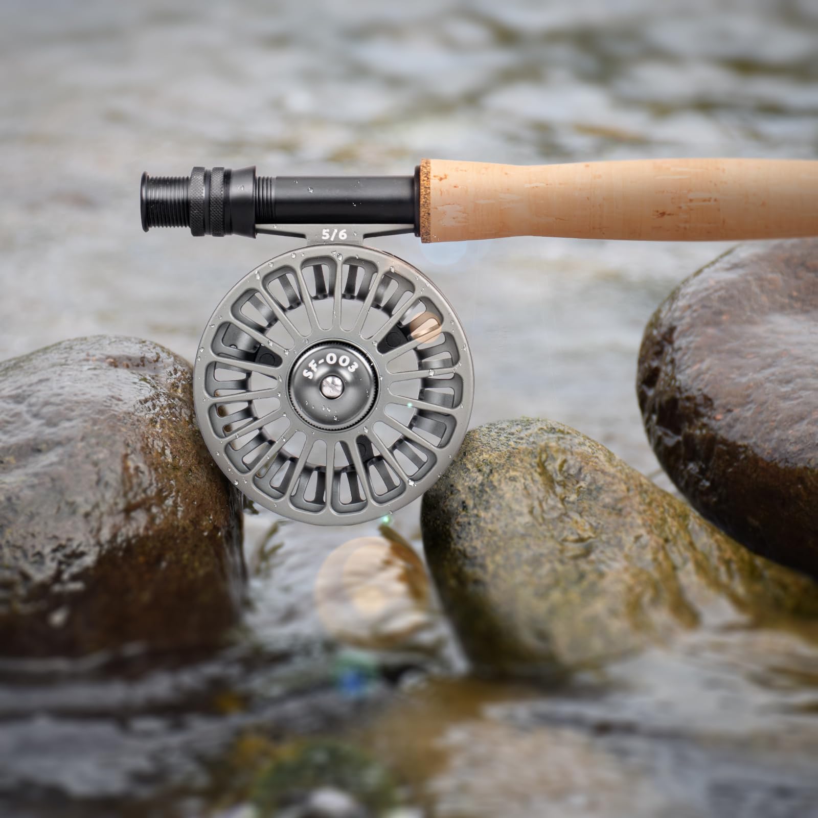 SF SF-003 Fliegenfischrolle, 5/6 W, Einzel/Combo für Fliegenfischen mit Körper aus Aluminiumlegierung, einfacher Spulenwechsel, vorgeladene Fliegenrolle mit Schnur-Kombination für Süßwasser, Mattes