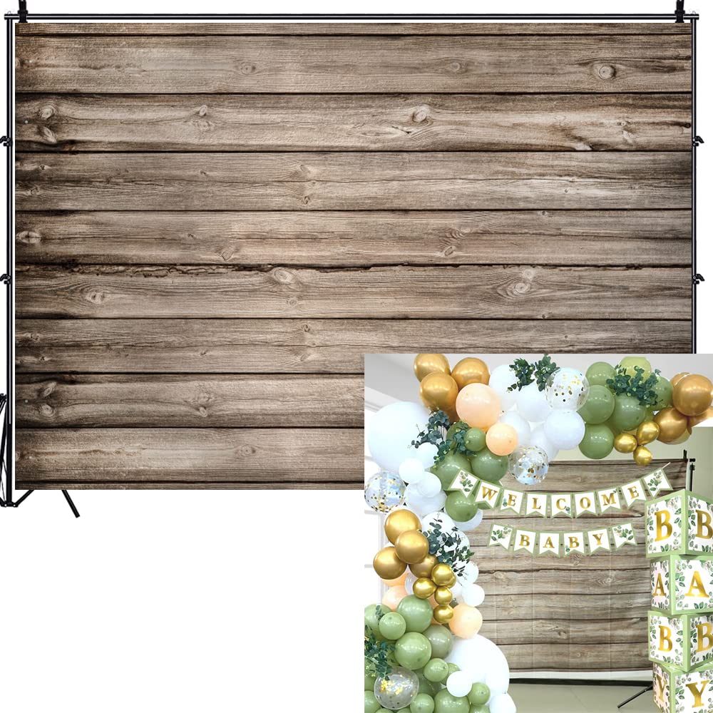 Fabric Wood Backdrop 7x5ft Wood Backdrops for Photography Wooden Banner for Birthday Baby Shower Party Decoration