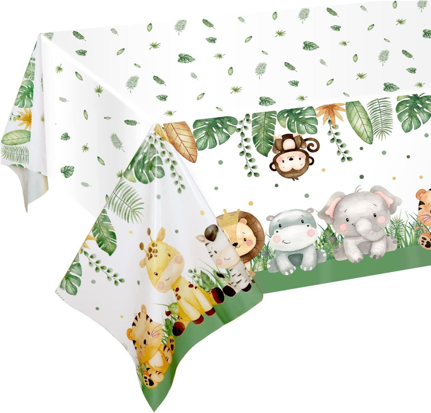 Yiran Jungle Animal Safari Tablecloth Plastic Rectangular Waterproof