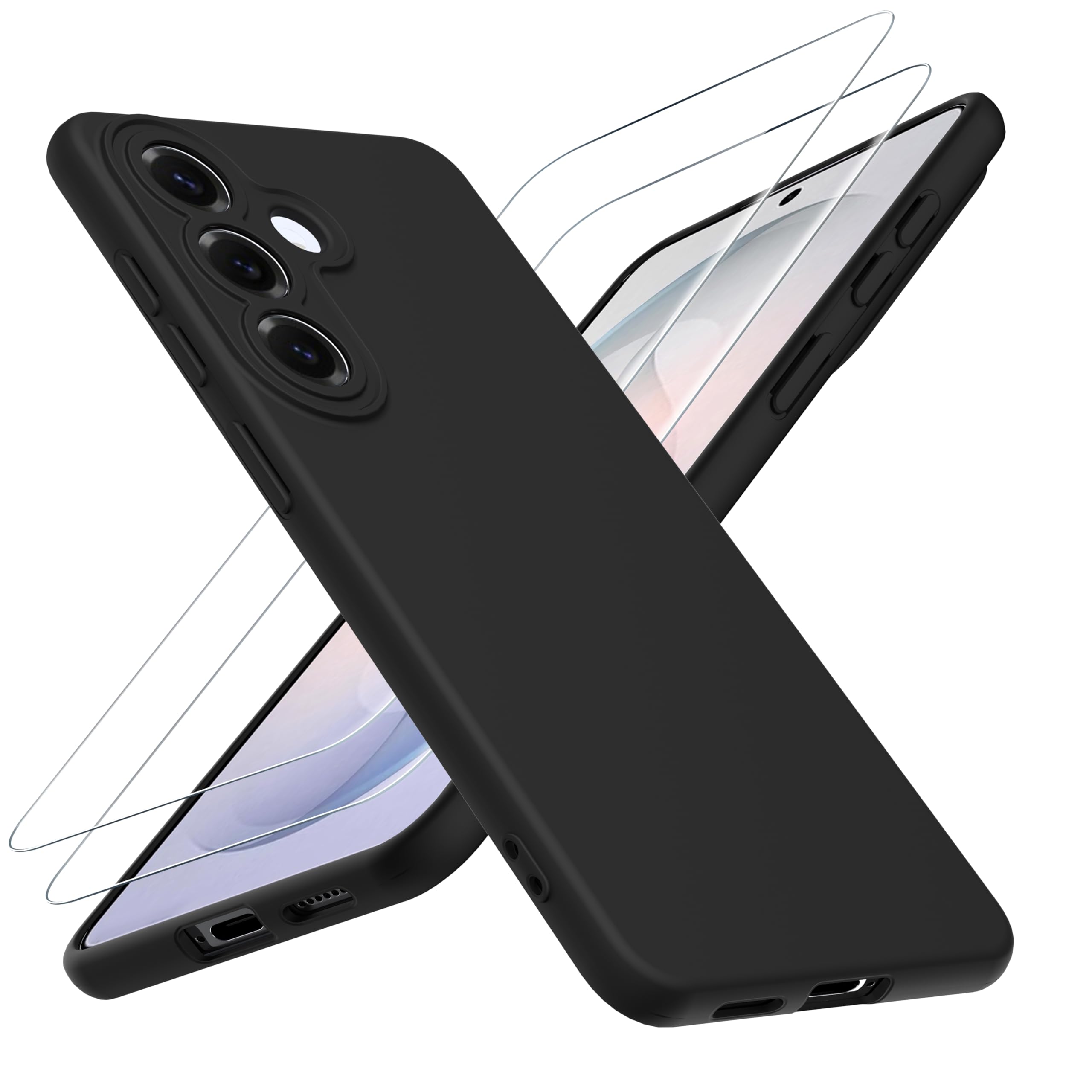 Etui WFTE kompatybilne z Samsung Galaxy S26 5G, z 2 szkłami hartowane premium, miękka silikonowa obudowa ochronna, odporna na zarysowania, miękka, odporna na kurz obudowa na telefon dla Samsung S26
