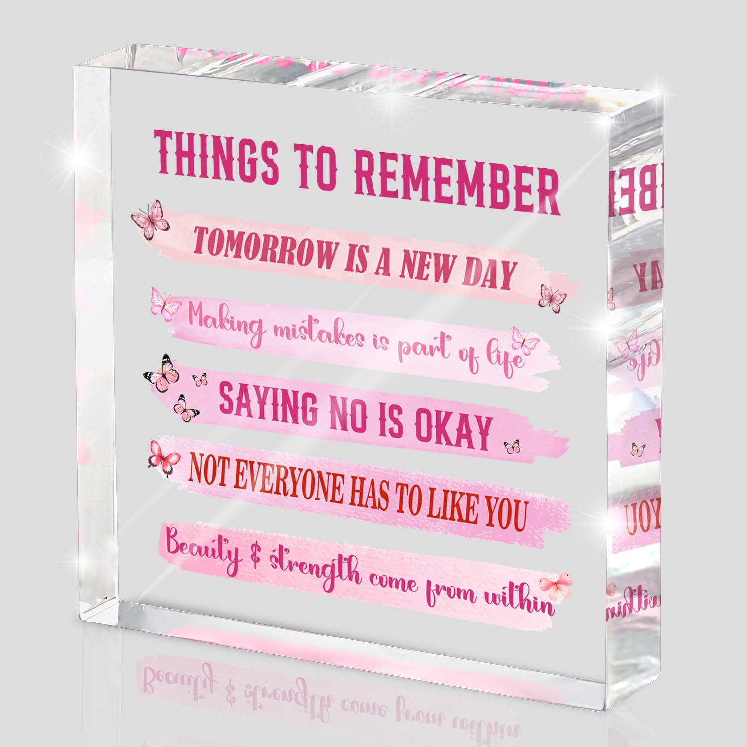 Pink Motivational Desk Sign for Women - 4x4 Inch Mental Health Office Decor, Inspiring Desk Accessories for Women, Employee Appreciation Gift, Pink
