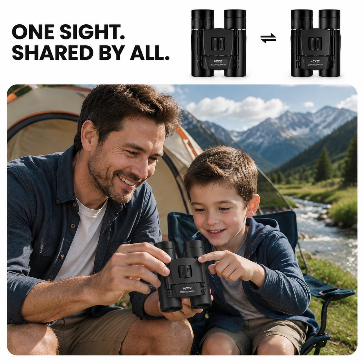 Articoli da Regalo Camping 40x22 HD Binocolo Potente 2000M Long Range Che Piega Il Mini BaK4 FMC Ottica per Gli Sport Outdoor di Viaggio per i Bambini