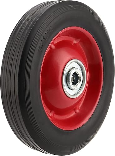 Miniatura 5 de PINGEUI 4 neumáticos de goma sólida de 8 pulgadas, ruedas de goma sólida sin planas, ruedas de repuesto para carretillas de mano, agujero de eje de