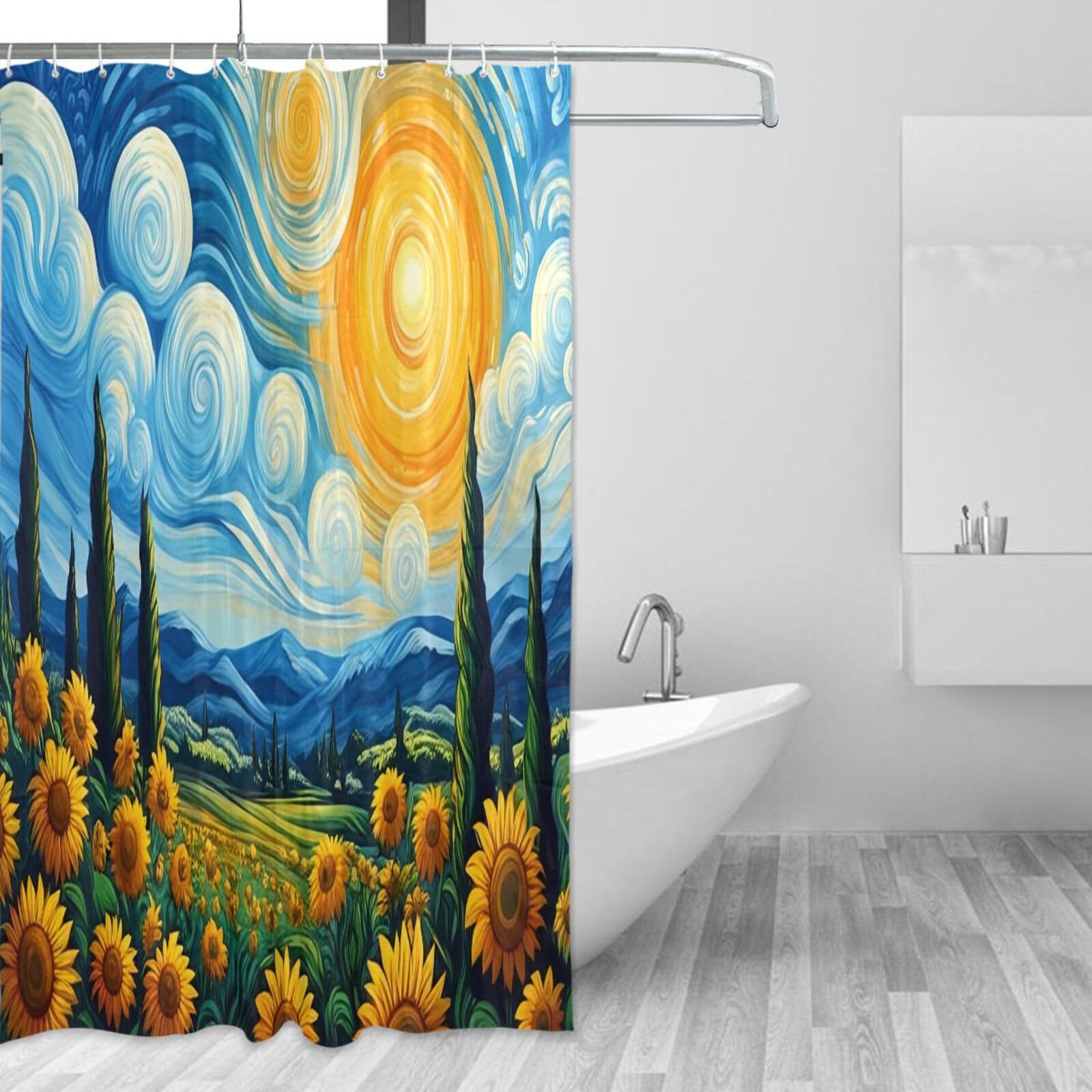 DUOBU Sunflowers Shower Curtain Washable Waterproof Fabric Bath Curtain 60x72Inch Shower Curtains with Hooks for Bathroom Decor