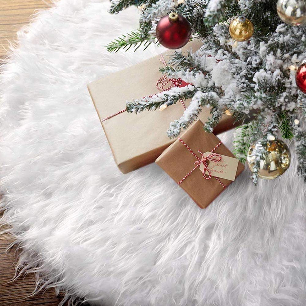 Gonna Rustica Dell'albero Di Natale A Quadri Di Bufalo, Stile Pastorale Con Motivo A Quadretti Bianco Nero Per Le Festivita Natalizie Grigio 137 Cm Per Decorazioni Per Interni Ed Esterni