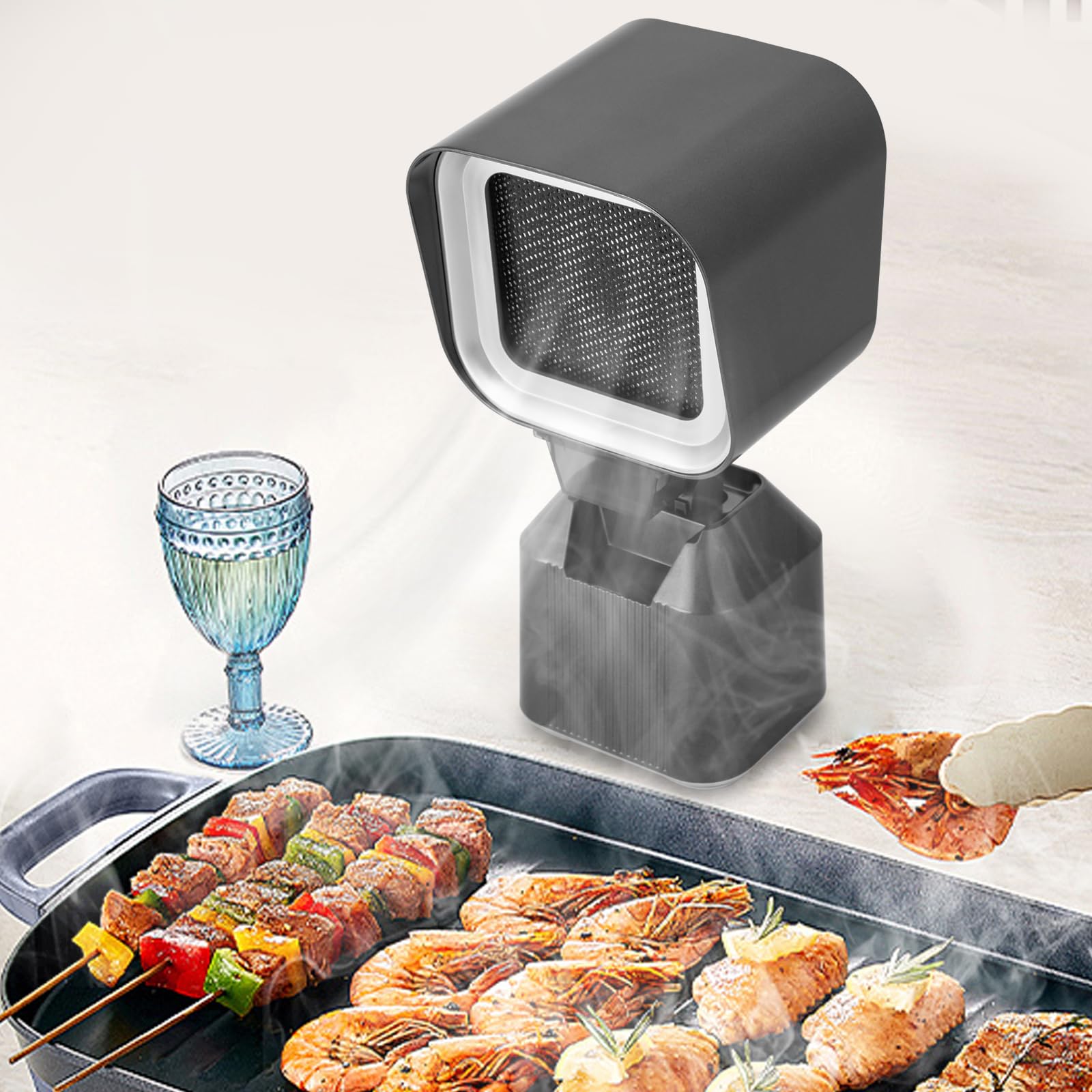 Dunstabzugshaube mit 2 Geschwindigkeiten, 12W 65dB Tragbar Tischhaube Mobile Abzugshaube für Grillen Camping Reise