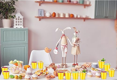 Miniatura 6 de 500 vasos de chupito de plástico amarillos, vasos de chupito amarillos desechables de 2 onzas amarillas para beber, degustaciones servidas,