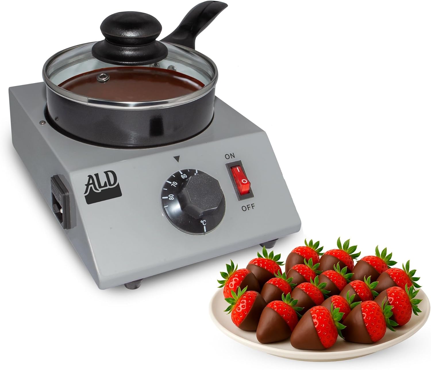 NicoPower Chocolate Melting Pot | Hot Pot for Chocolate Fondue | 2.2 lb (1.2 kilo) | Electric Food Warmer | 110V (Single Pot)