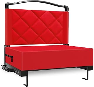 Stadium Seats with Back Support Cushion, Folding Stadium Seats for Bleachers Hold up 400lbs, Wide Bleacher Seat with Shoulder Strap & Handle Comfort for Sports Events (red, 1pcs)