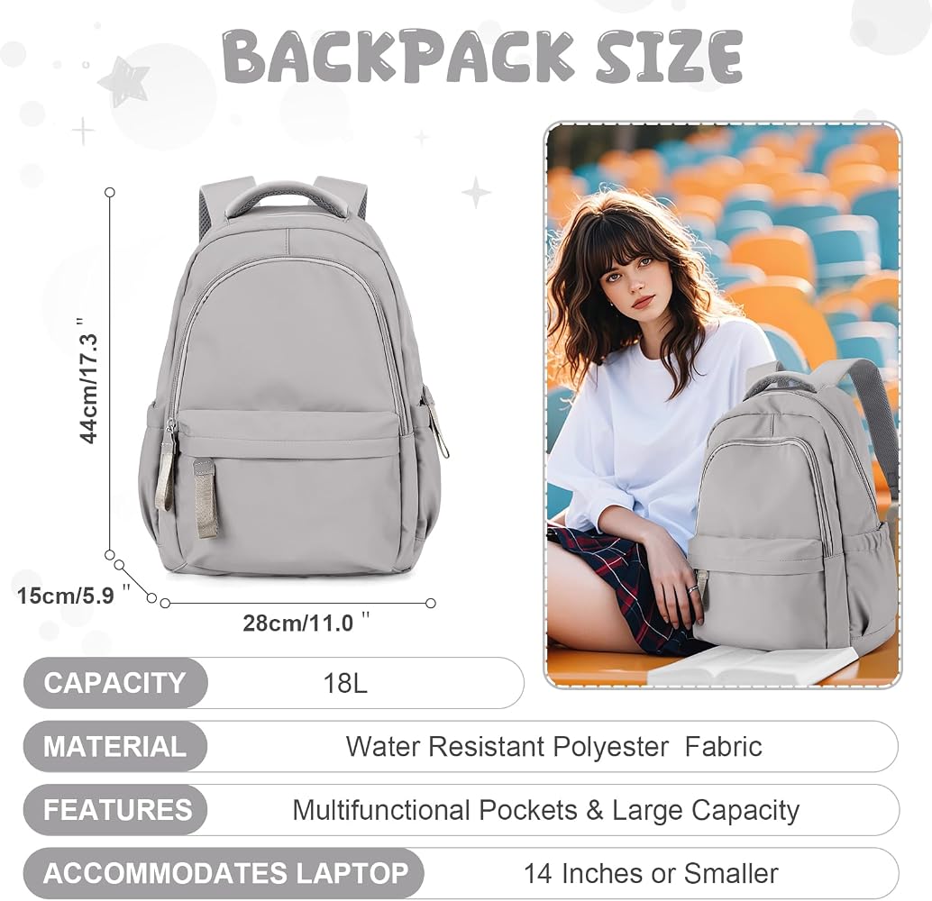 winspansy Small Backpack For School Girls Boys Aesthetic Lightweight Travel Daypack Simple Cute Backpack For Women Men College High School Bookbag Fit 14 Inch Laptop,Rrey Brown : Electronics