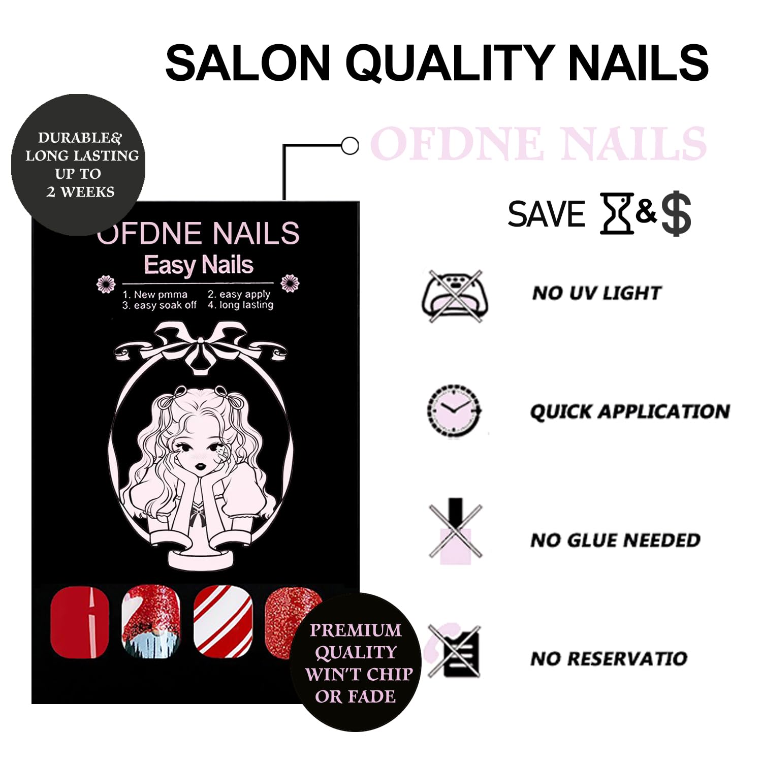 christmas press on nails short square ofdne red fake nails false nails with designs shimmer nails gnome santa full cover glossy glue on nails acrylic nails for women girls 24 pcs christmas nails1