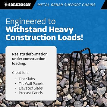 Sandbaggy 5 Metal Rebar Support Chairs - Plastic Dipped Legs - Rebar #3 to #11 (10, 5 inch)