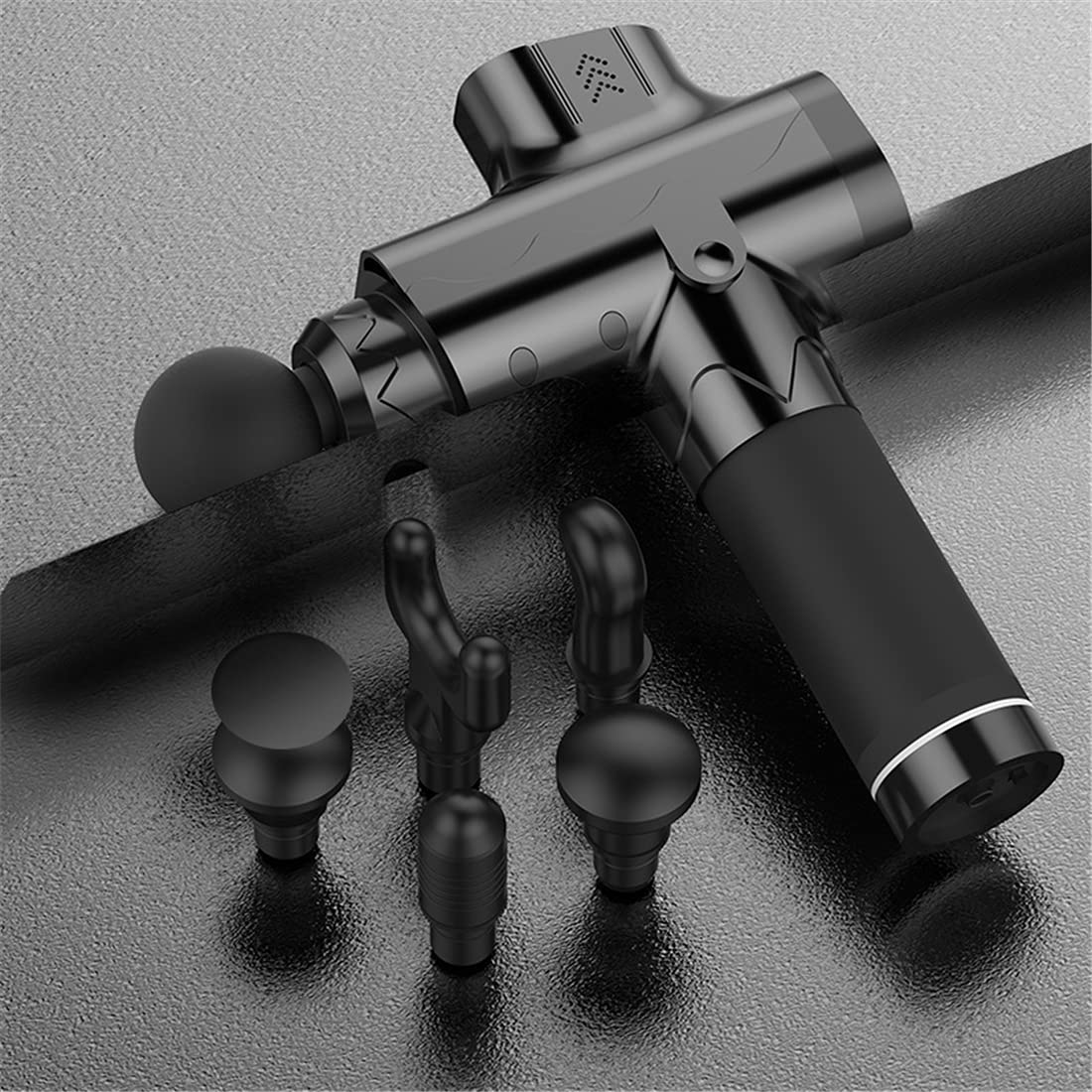 Pistola De Masaje, Pistola De Masaje Muscular, Pistola De Masaje Percasis De Tejido Profundo Masaje Muscular, para Alivio del Dolor con 6 Masajes,Negro