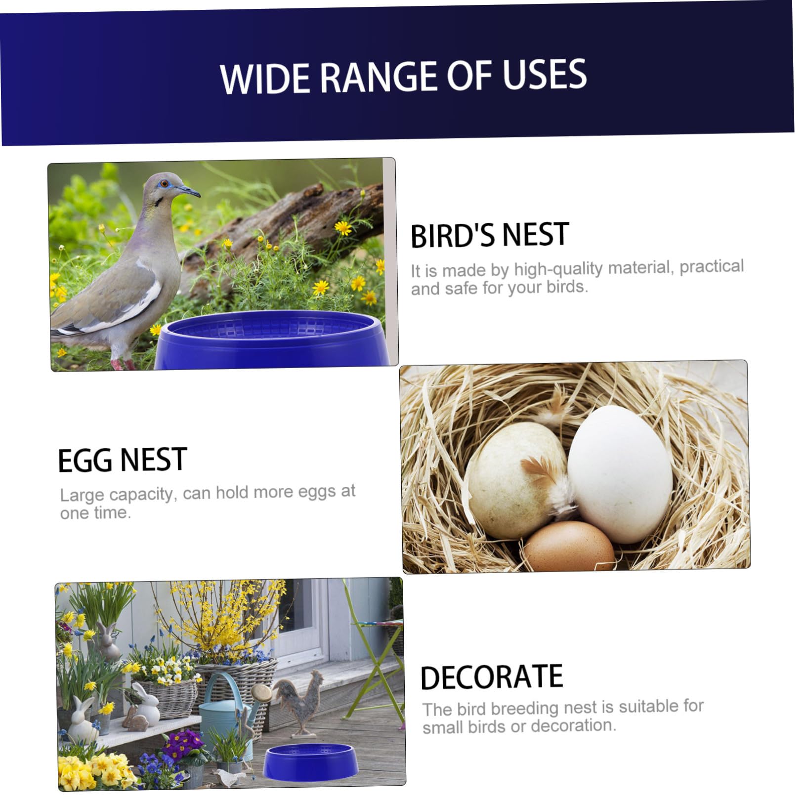VICASKY 9 Pièces Nid de Pigeon Plastique Bassin pour et Élevage Oiseaux Nid Confortable pour Pigeons et Accessoire pour Animaux de Compagnie