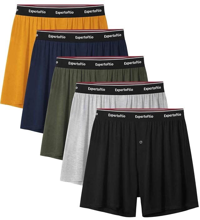 Boxers for Men Viscose from Bamboo Mens Underwear Boxer Shorts Breathable Mens Boxer Loose Fit Knit Pack