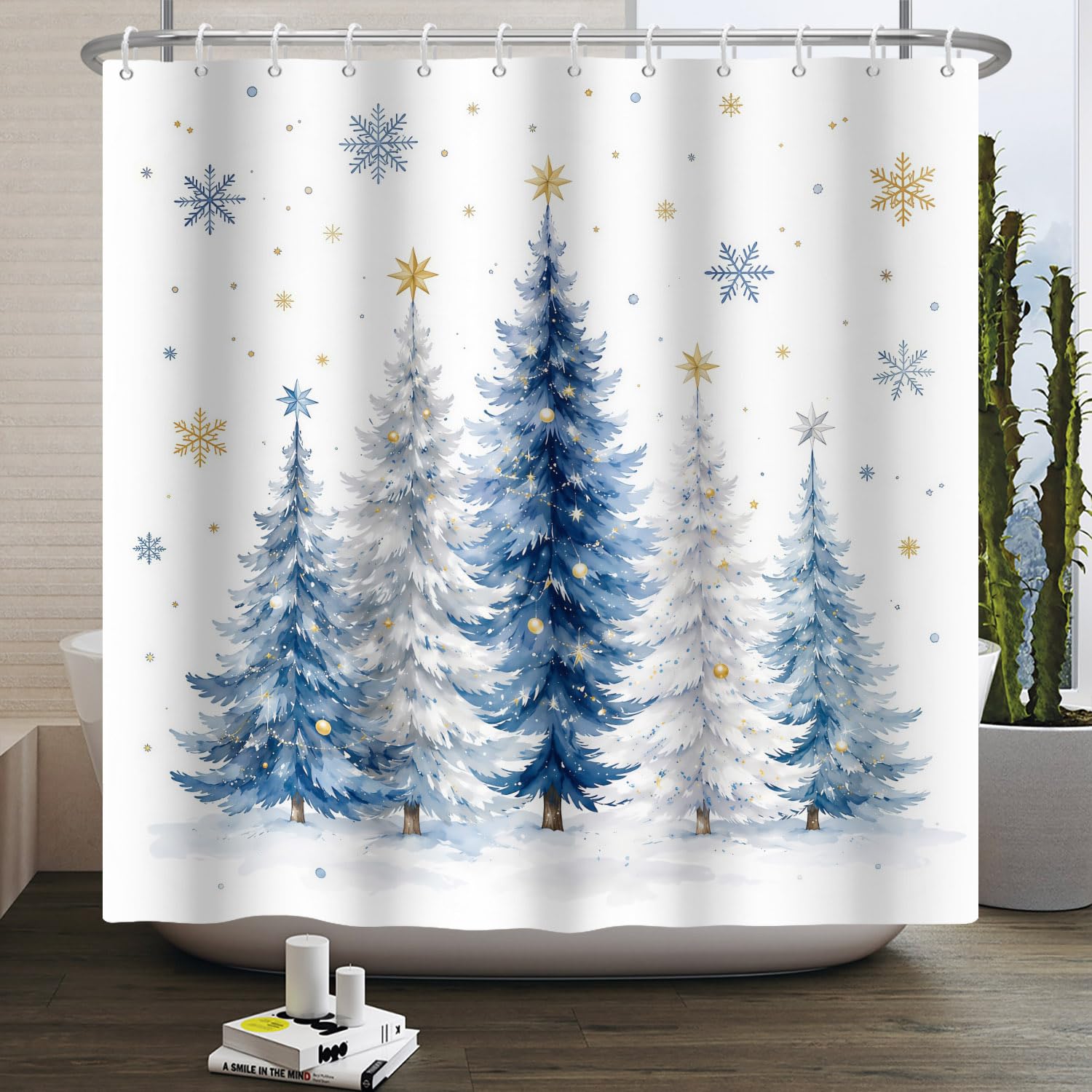 Rideau de douche sapin de Noël 180x220cm pour un décor hivernal magique