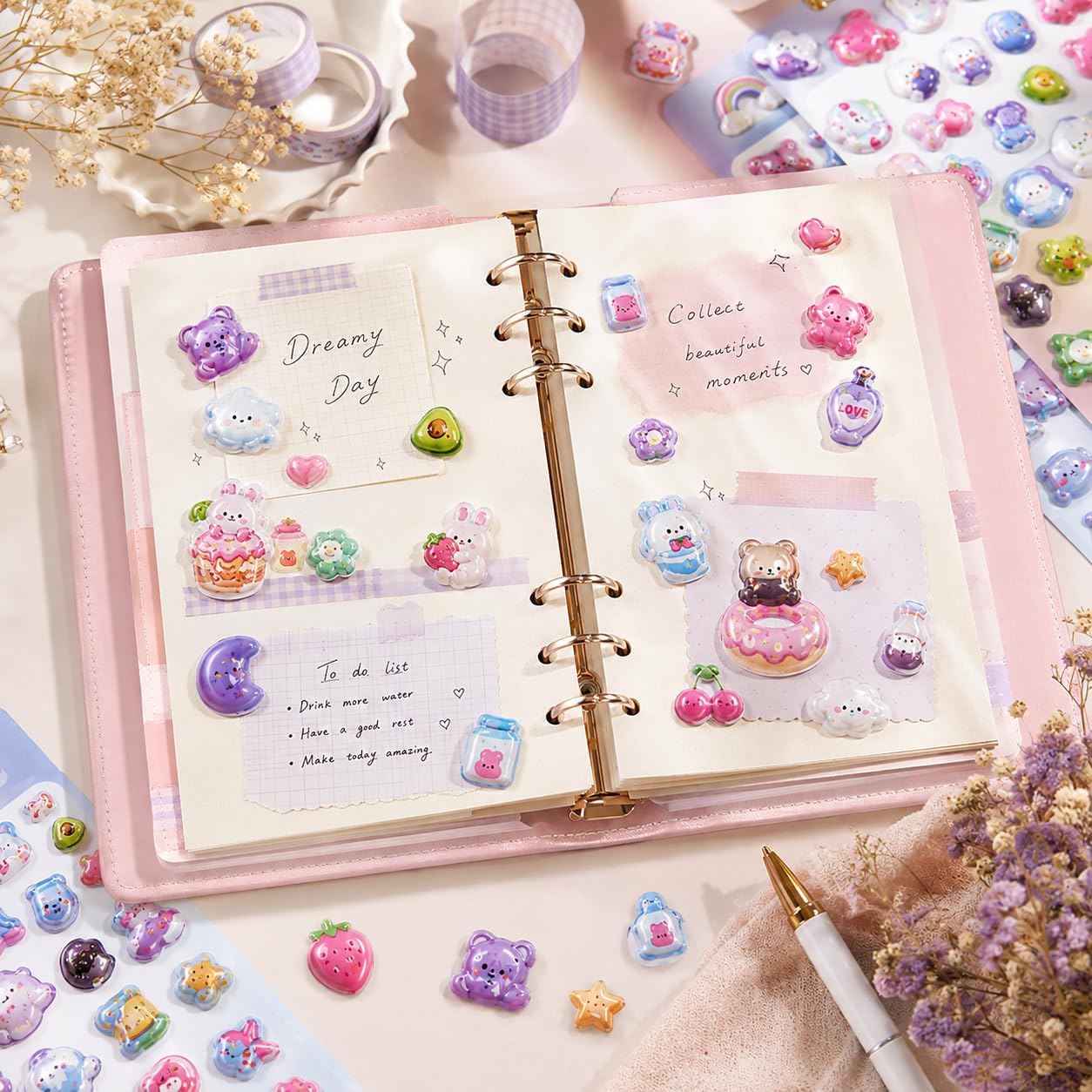 aadwiwk 10 Sheets 800pcs 3D Puffy Stickers,Mini Cute Stickers, Mini Puffy Stickers, Decorate Phone Cases, Personalize Journals, DIY Craft Projects, 3D Stickers Collection image 3