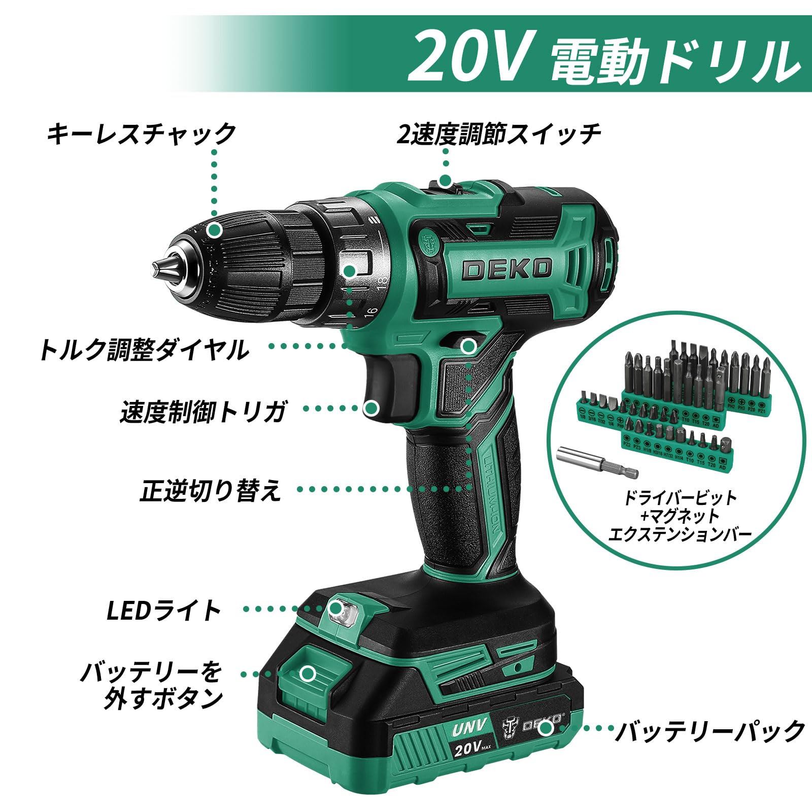 Amazon | 【20V電動ドリル付き】186点本組 工具セット ホームツール