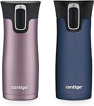 Contigo West Loop Stainless Steel Vacuum-Insulated Travel Mug with Spill-Proof Lid, Keeps Drinks Hot up to 5 Hours and Cold up to 12 Hours, 16oz 2-Pack, Vervain & Midnight Berry