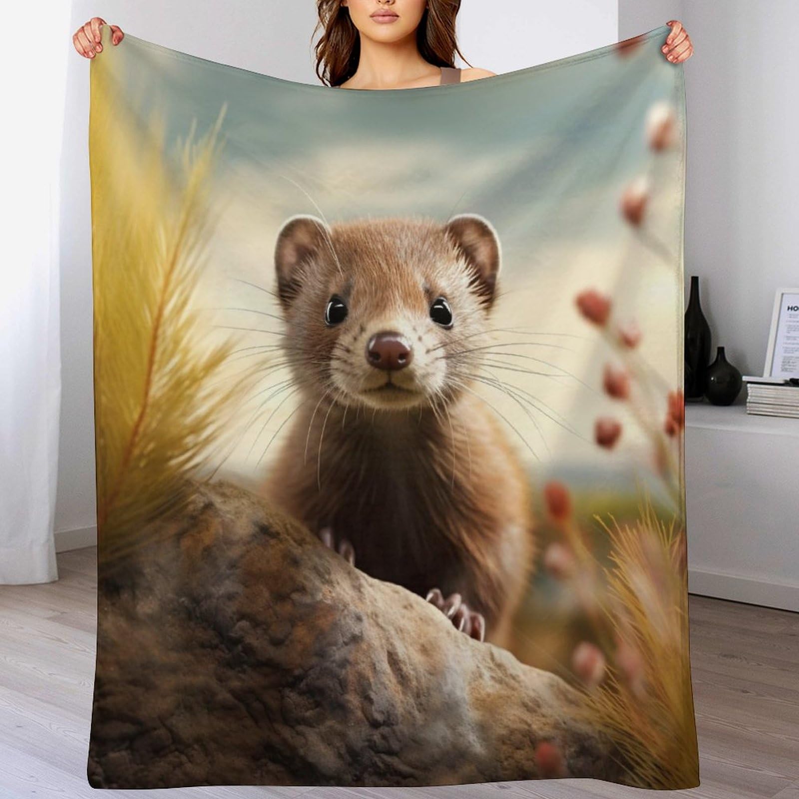Couverture flanelle ultra douce effet vison pour lit élégant
