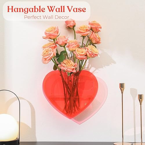 Miniatura 2 de Jarrón de corazón, jarrón acrílico en forma de corazón para flores, decoración del día de San Valentín, regalos del día de San Valentín para ella,