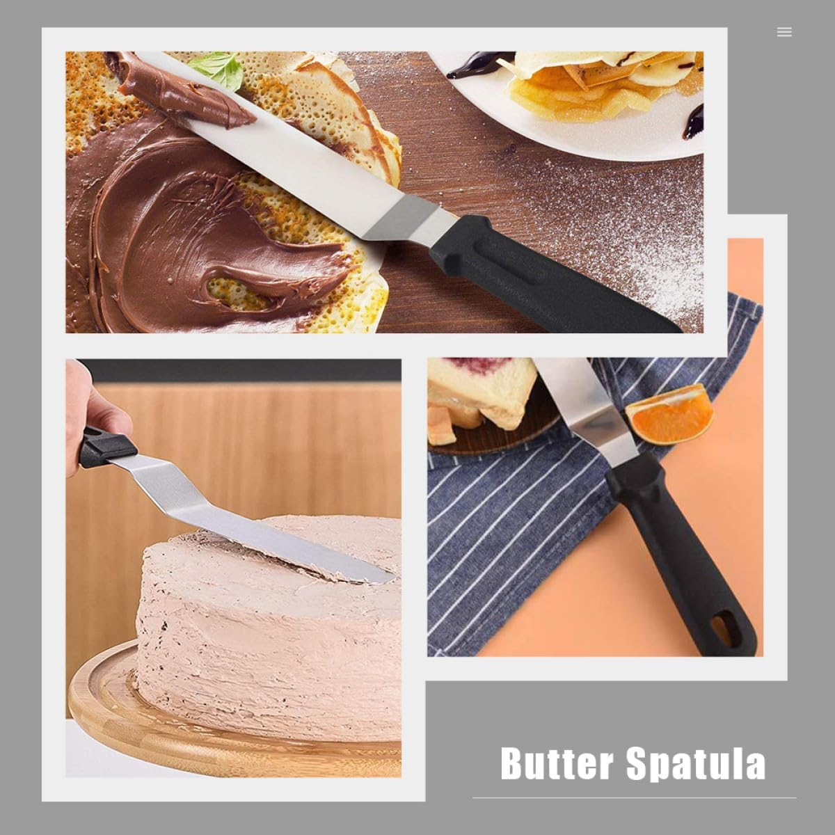 2Pcs Stainless Steel Butter Spatula Set with Ergonomic Handle