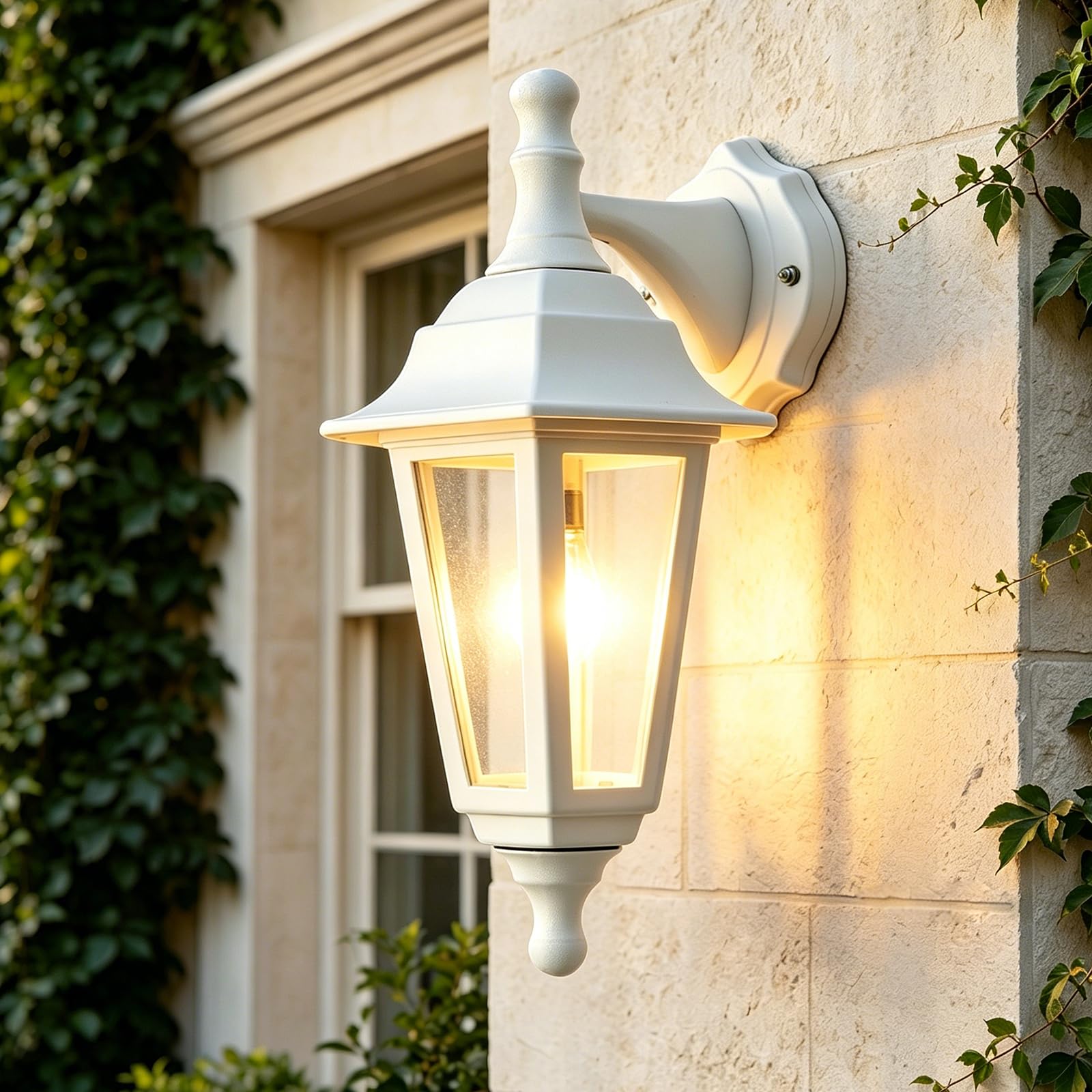 olvaxey Plastic Outdoor Wall Light with Glass Diffuser - AC Powered Wall Light for Exterior,IP44(Excluded Bulb) (White, 1pack)
