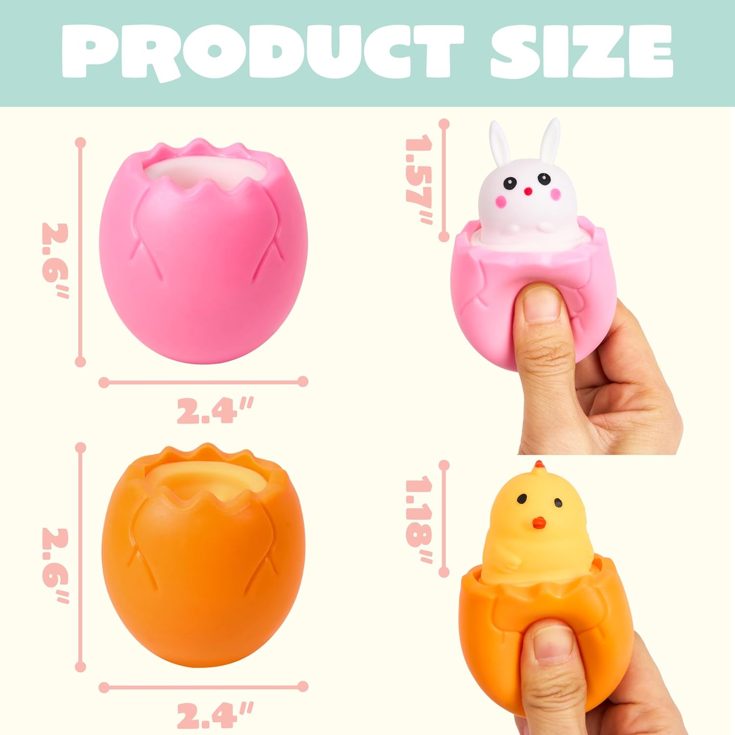 JOYIN 12pcs Easter Eggs Squishy Toy Bunny Chicks, Cute Rabbits,Chicks Hide in Broken Eggs, Squishy Toy Stress Relief Toys for Easter Basket Fillers,Basket Stuffer Filler, Classroom Prize