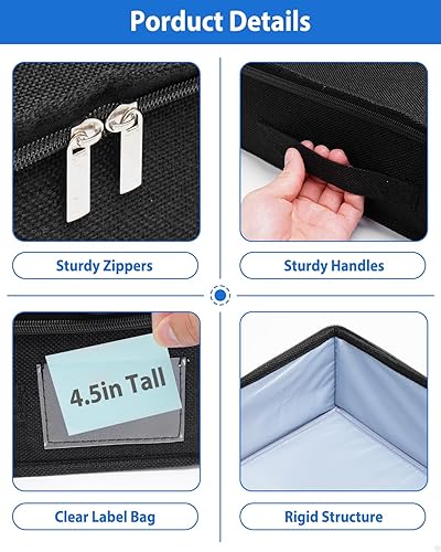 Miniatura 6 de Contenedores de almacenamiento debajo de la cama, contenedor de almacenamiento debajo de la cama de perfil bajo de 4.5 pulgadas de alto, organizador