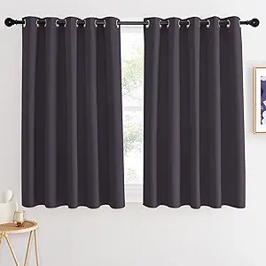 NICETOWN Blackout Curtains 54 Inches Long, Thermal Insulated Room Darkening Curtains for Bedroom, Window Treatment Drapes for Living Room Nursery (W66 x L54 Inch, Greyish Purple, 1 Panel)