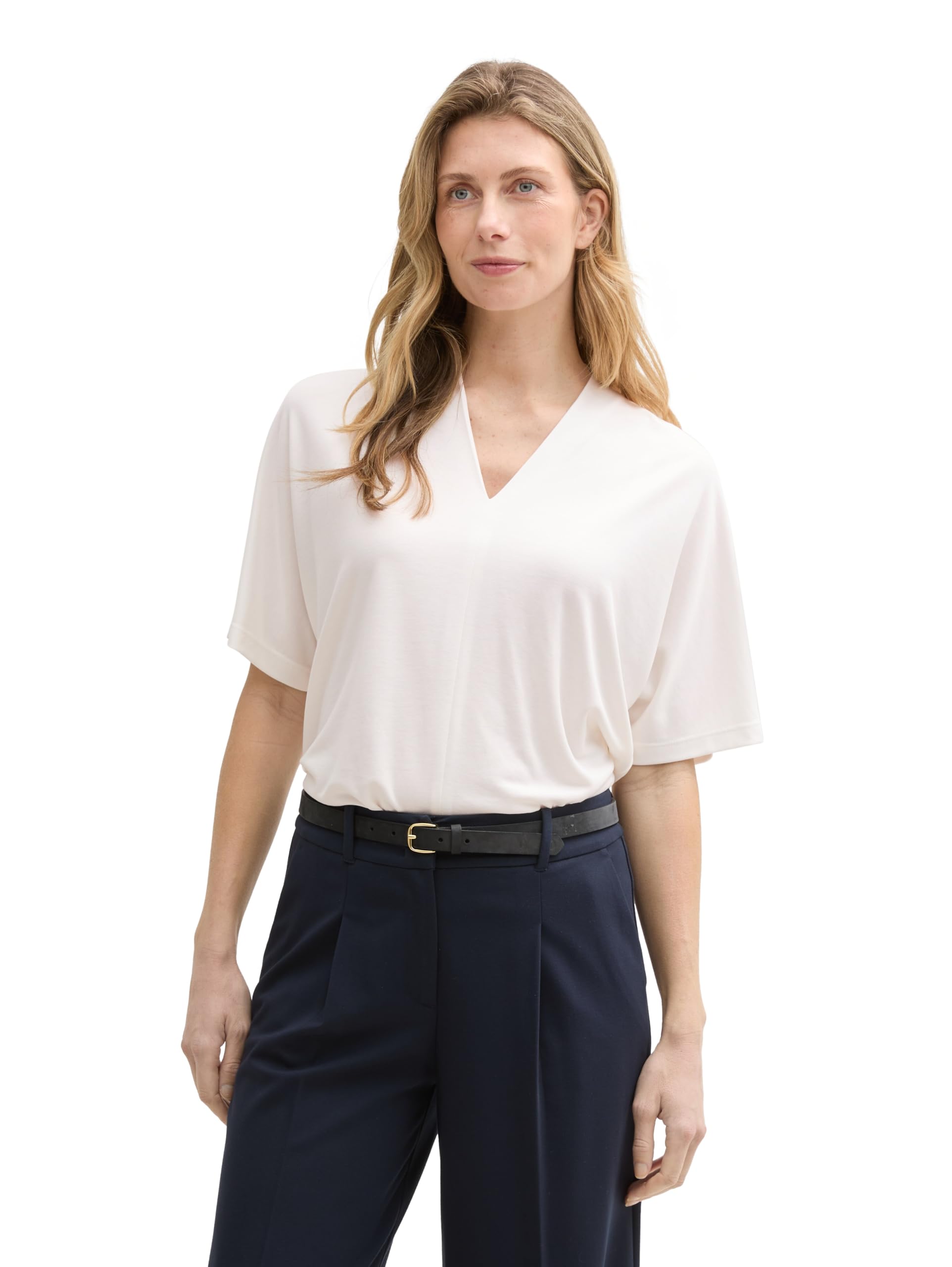 Tom Tailor Damen T-Shirt mit V-Ausschnitt